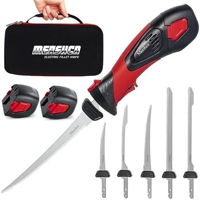 Rechargeable Cordless Fillet Knife with 5 Non-Stick Blades & Grip Handle
