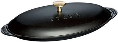 Staub Cast Iron Fish Pan (14.5x8", Matte Black, French)
