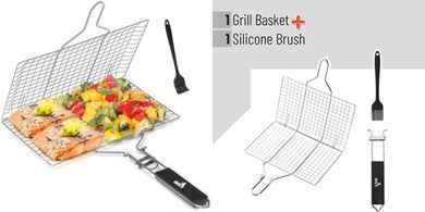 Stainless Steel Grill Basket for Fish & Vegetables
