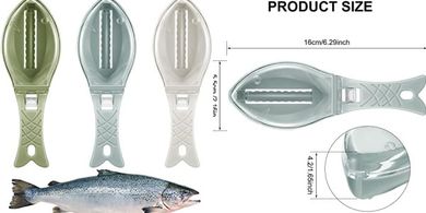 Fish Cleaning Kit: 3-Piece Scaler, Scraper & Brush (Light Colors)
