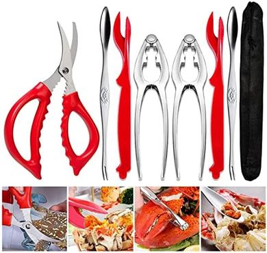 Stainless Steel Crab & Lobster Cracker Set with Picks
