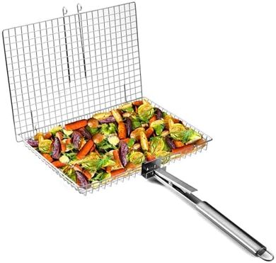 Extra-Large Detachable Grill Basket for BBQ & Camping
