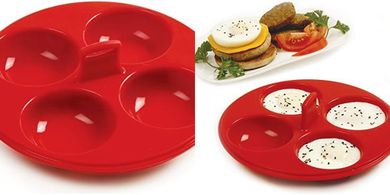 Red Silicone 4-Egg Poacher
