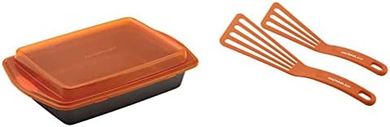 Rachael Ray Nonstick Baking Pan & Utensils Set (9x13", Gray/Orange)
