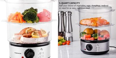 OVENTE 5-Quart Electric Food Steamer with Auto Shutoff

