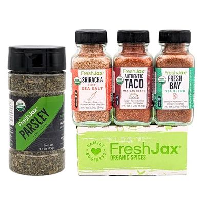 FreshJax Seafood Seasoning Gift Set: 3 Sampler + 1 Large,  GMO/Gluten/Preservative-Free
