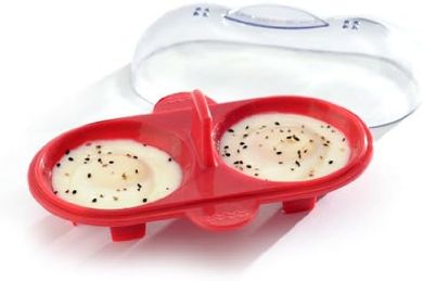 Norpro Red Silicone Double Egg Poacher for Microwave
