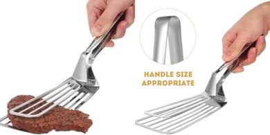 Stainless Steel Fish & Pizza Grilling Spatula Tongs
