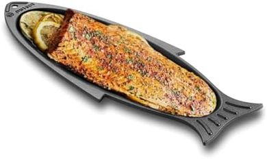 Outset Cast Iron Fish Grill & Serving Pan (Black, 19")
