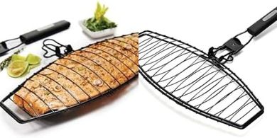 Chrome GrillPro Fish Basket with Detachable Handle
