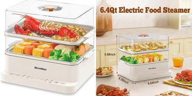 6.4Qt Electric Food Steamer: 2-Tier, BPA-Free, 500W, 24H Timer
