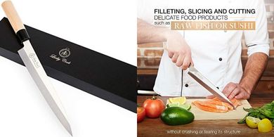 10-Inch Sashimi Sushi Knife: Sharp Stainless Steel, Wooden Handle
