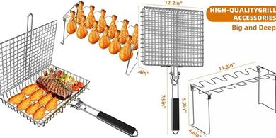 Portable Folding Stainless Steel Grill Basket & Rack